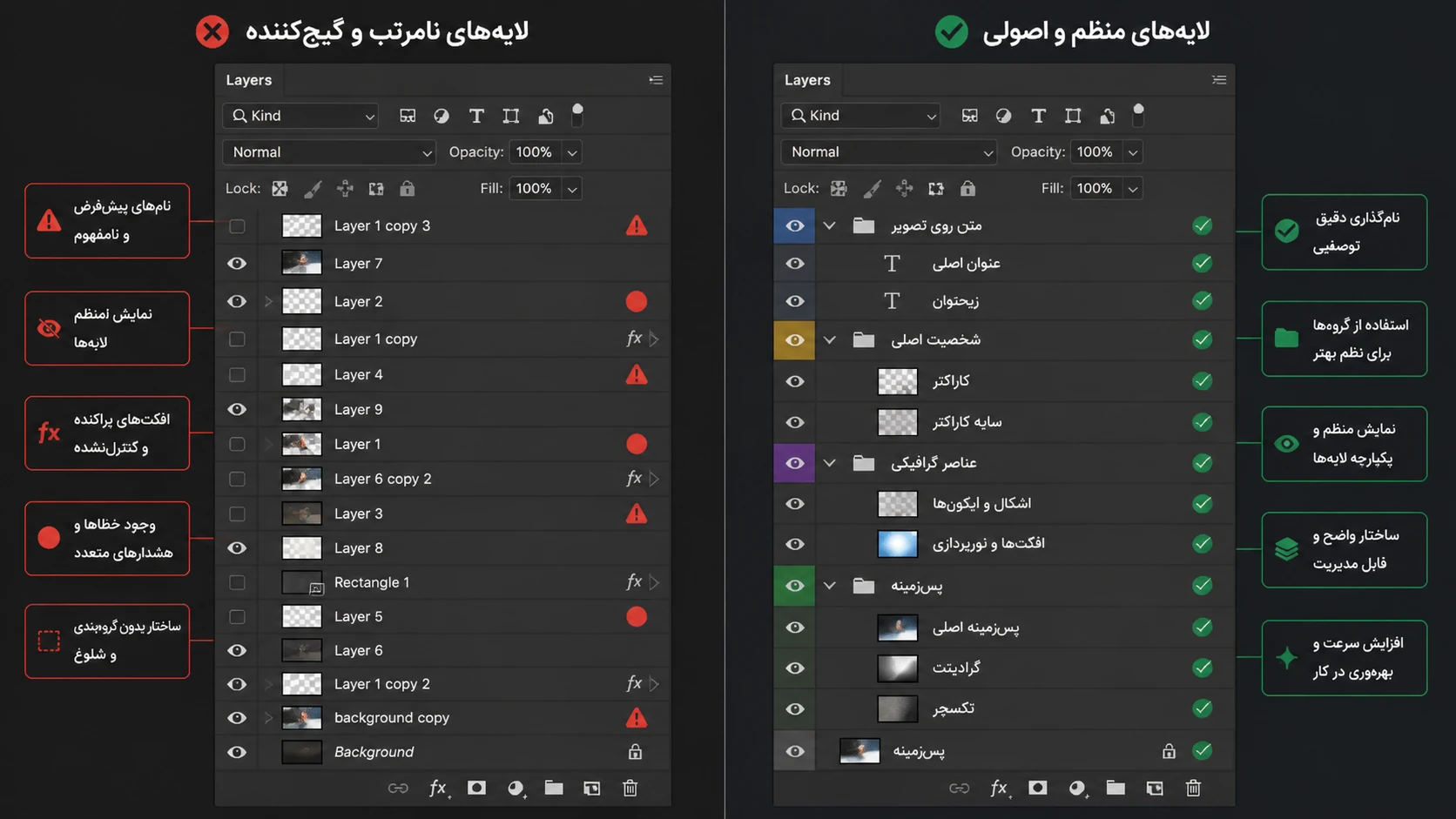 10 اشتباه پرتکرار در فتوشاپ