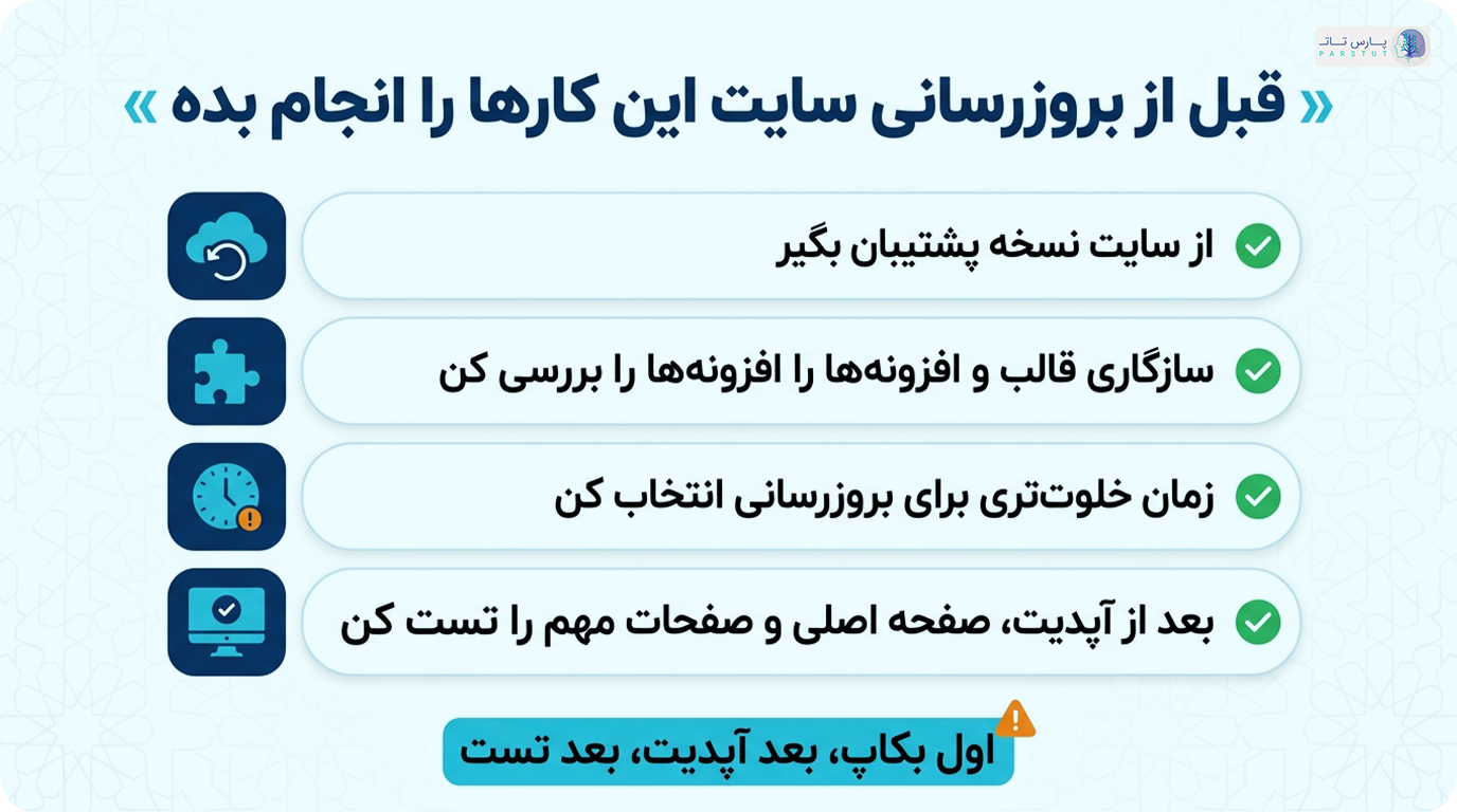 قبل از بروزرسانی این کارها رو انجام بده